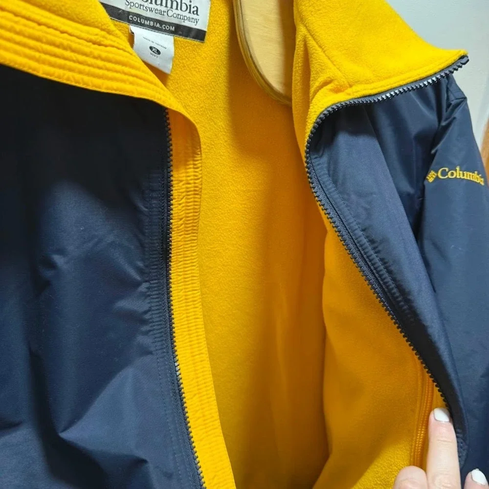 Columbia Michigan Wolverines Mens XL Full Zip Fleece Lined Jacket Navy Blue M